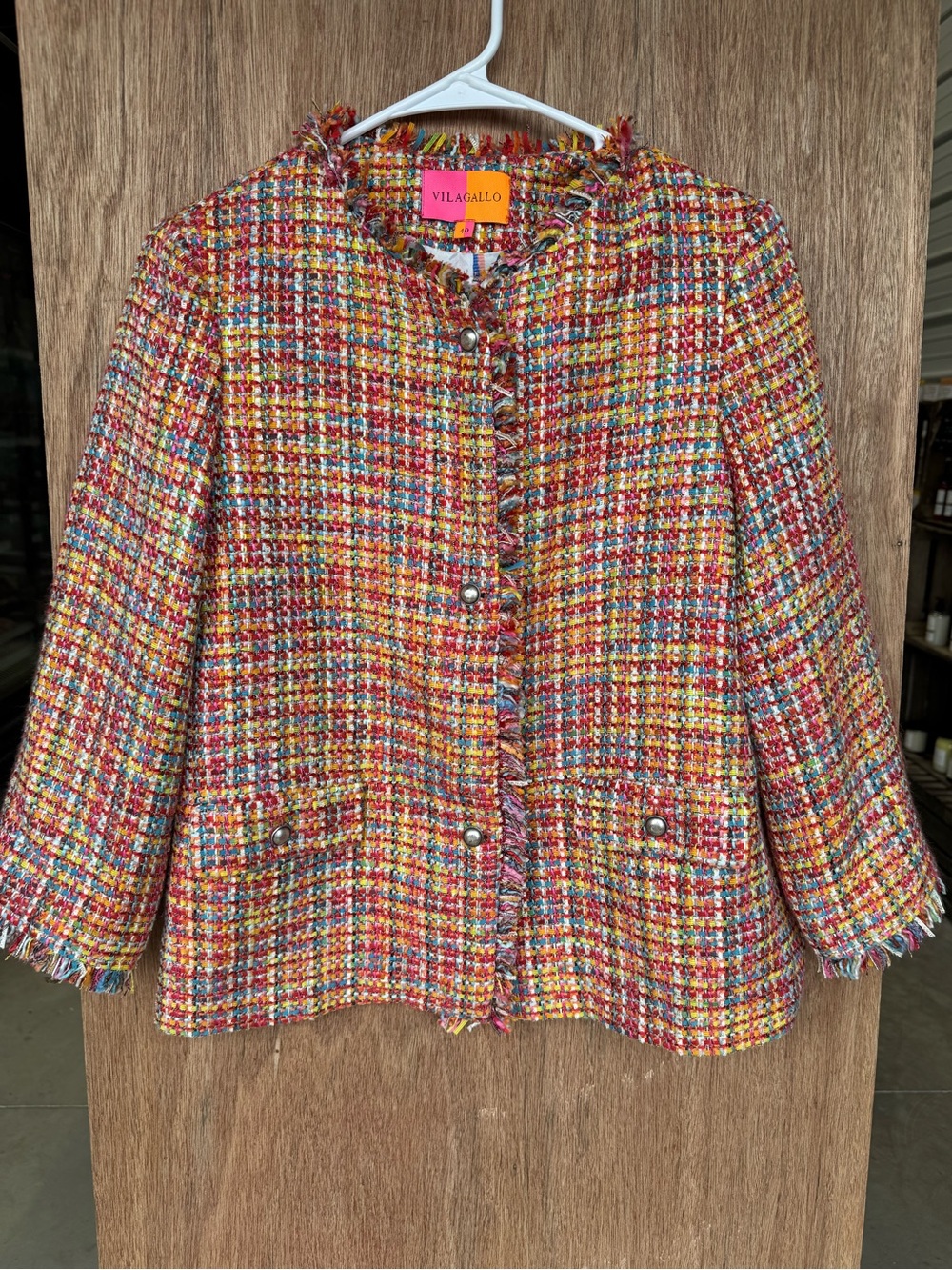 VILAGALLO Anthropologie Multicolor Tweed Jacket Blazer